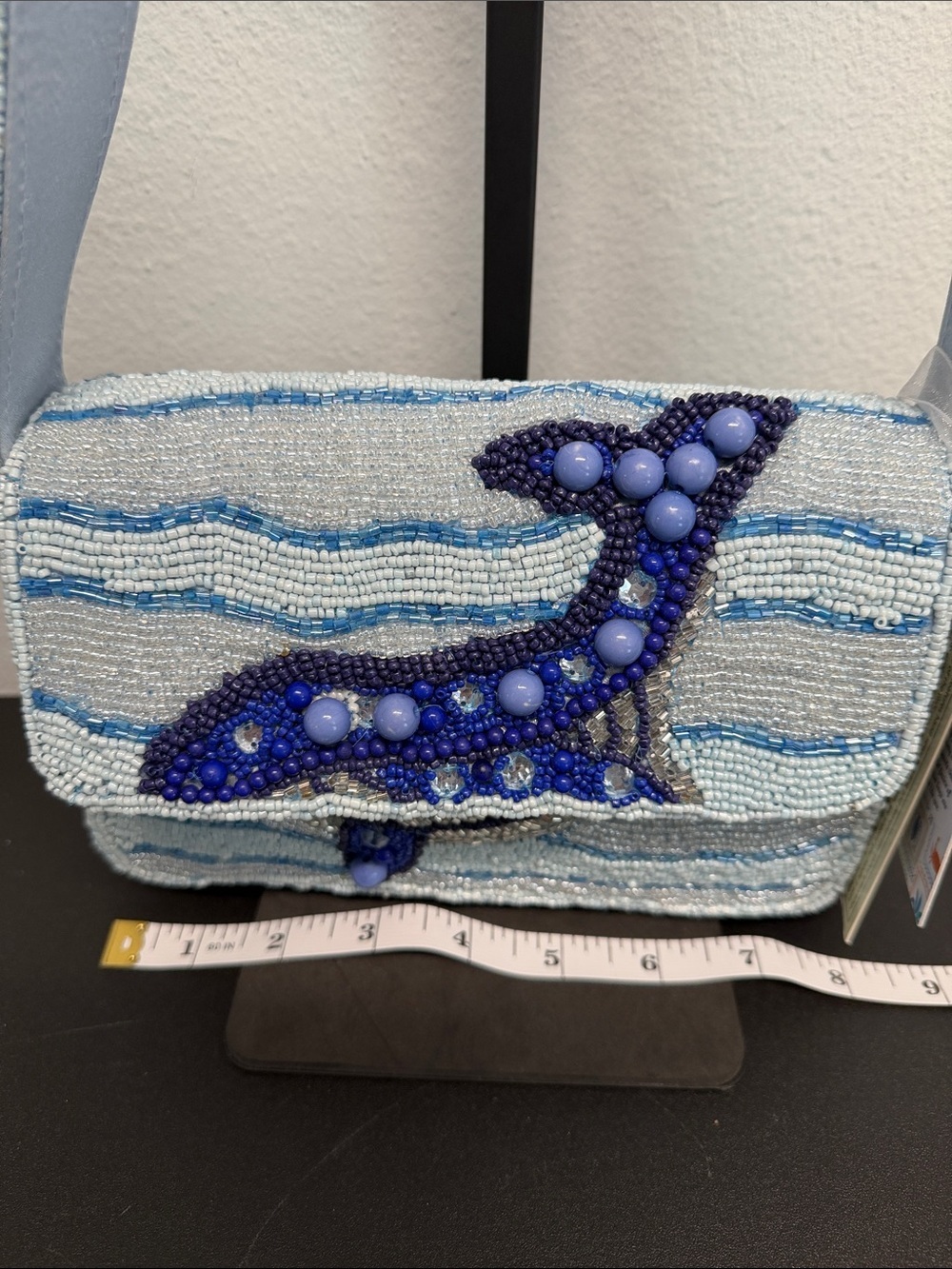 Handcrafted In India | Beaded Whale / Crab Ocean Motif w/ Matching Bag Charm - Picture 12 of 14